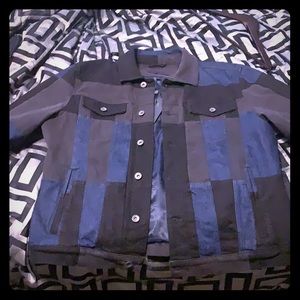 John Varvatos patched denim jacket.